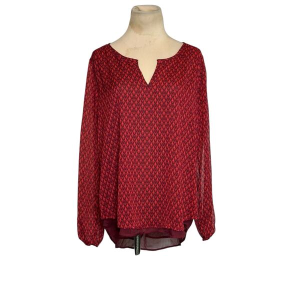 Lucky Brand ref print long sleeved tunic blouse size Medium - Picture 11 of 11